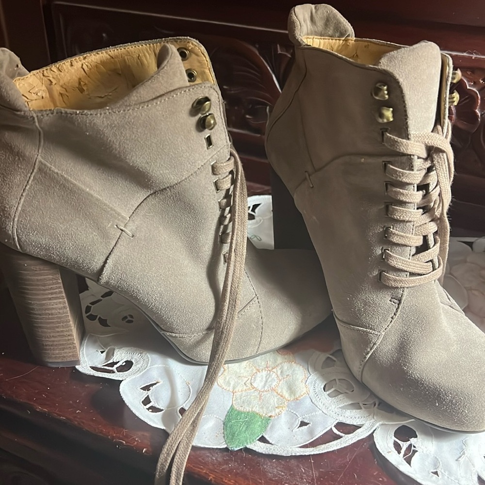 Nine West chunky wooden heel boots